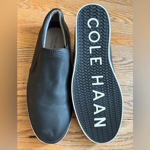 Cole Haan Black Slip-on Leather Sneakers size 11.5